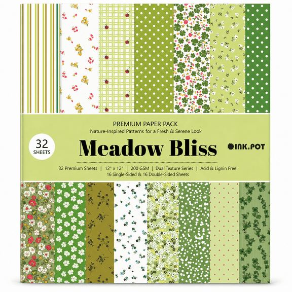 Inkdotpot 9X6" Scrapbook Paper Pack, 32 Sheets,Paper for DIY Crafts