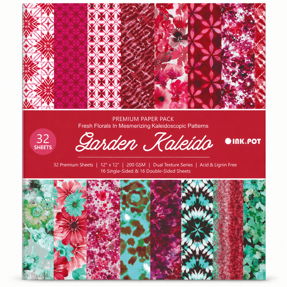 Inkdotpot 9X6" Scrapbook Paper Pack, 32 Sheets,Paper for Journaling