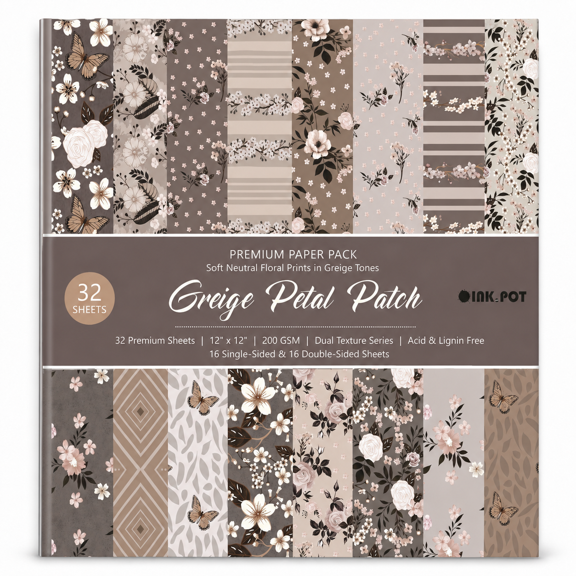 Inkdotpot 9X6" Scrapbook Paper Pack, 32 Sheets,Paper for Journaling