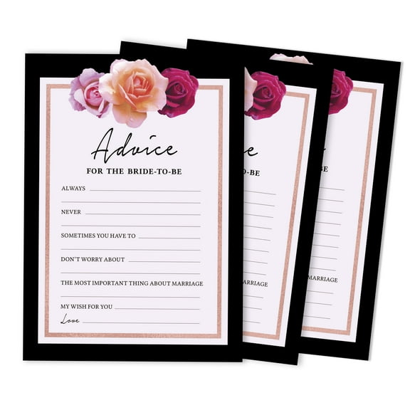 Inkdotpot Advice For The BrideCardsSet Of 50FloralBridal Shower Activity Game
