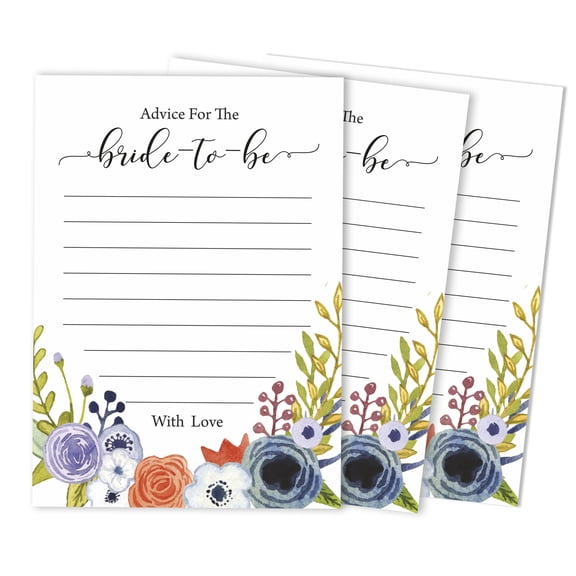 Inkdotpot Advice For The BrideCardsSet Of 50FloralBridal Shower Activity Game