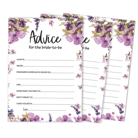 Inkdotpot Advice For The BrideCardsSet Of 50FloralBridal Shower Activity Game