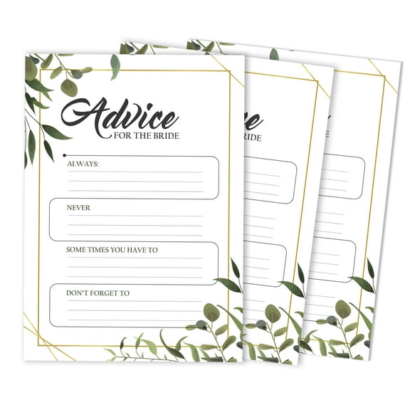 Inkdotpot Advice For The BrideCardsSet Of 50GreeneryBridal Shower Activity Game