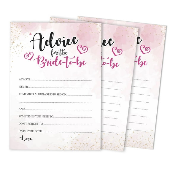 Inkdotpot Advice For The BrideCardsSet Of 50Watercolor splashBridal Shower Activity Game