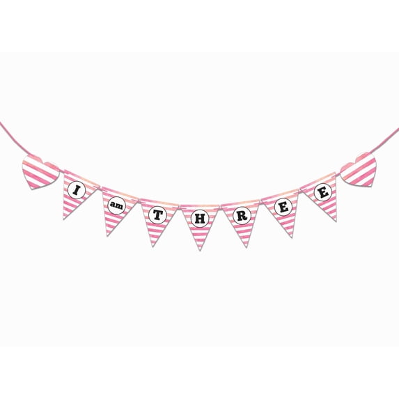 Inkdotpot Baby Birthday DecorationsI Am ThreePennant Banner Flags Baby Girls Polka DotBirthday Garland