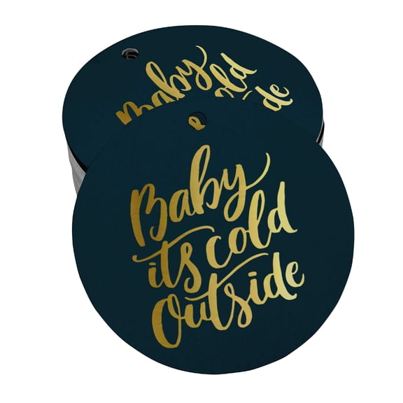 Inkdotpot Baby It's Cold Outside Baby Shower Bottle Tag Real Gold Foil Favor Hang Tags Pack Of 100