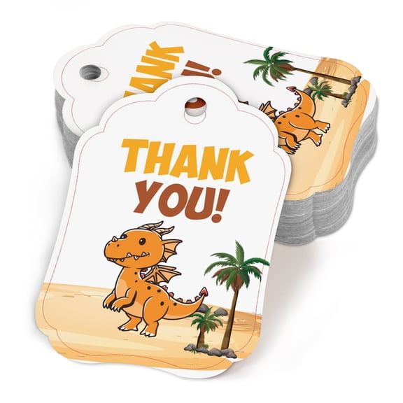 Inkdotpot Baby Shower Thank YouTags- Paper Gift HangTagsForBirthdayParty,Dinosaur Theme,Boy BoyBabyShower Party Collection- Pack of 50