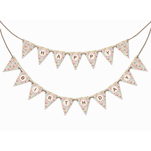Inkdotpot Birthday Party DecorationsHappy Birthday Party GarlandBaby Boy Or Girl Donuts Gender Neutral Pennant Banner Flag