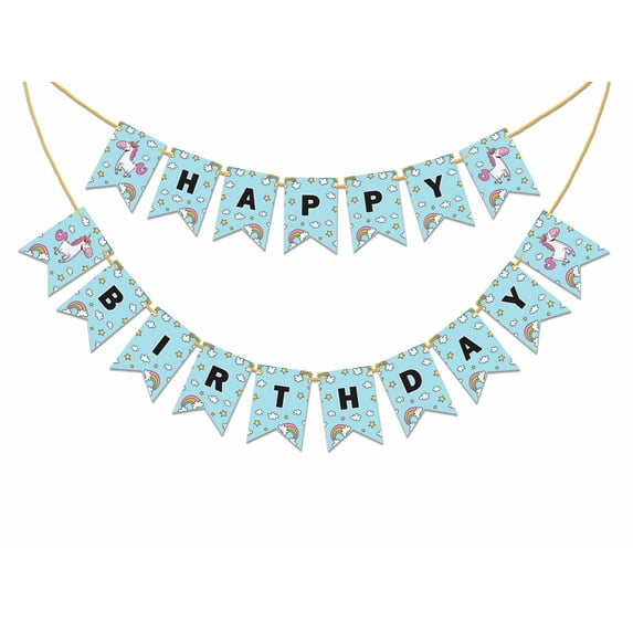 Inkdotpot Birthday Party DecorationsHappy Birthday Party GarlandBaby Girls UnicornPennant Banner Flag