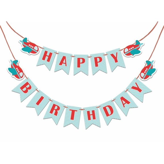 Inkdotpot Birthday Party DecorationsHappy BirthdayParty GarlandBaby Boy AeroplanePennant Banner Flag
