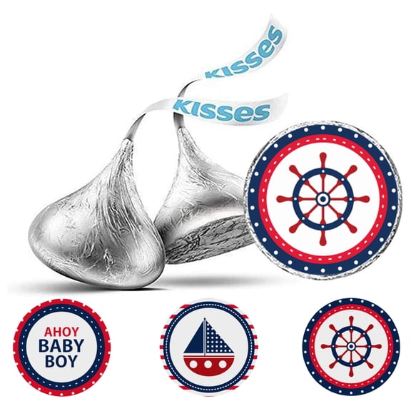 Inkdotpot Boy Baby Shower Party Collection, Pack of 190 Stickers For Kisses Chocolate Labels, Kiss Seals DIY Party Decorations