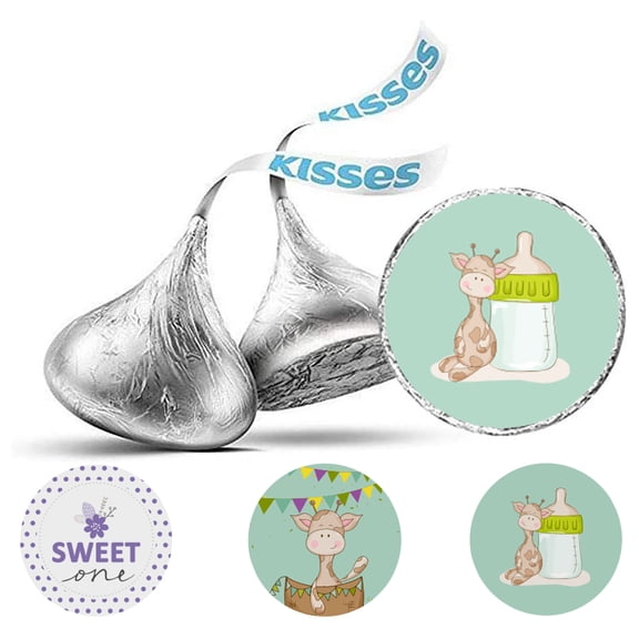 Inkdotpot Boy Girl Baby Shower Party Collection, Pack of 190 Stickers For Kisses Chocolate Labels, Kiss Seals DIY Party Decorations-f
