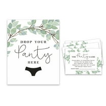 Inkdotpot Bridal Shower Game 1 Sign  30 Size CardWhite Greenery Girls Night Out Bachelorette Party Drop Your Panties Game