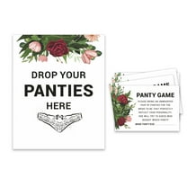 Inkdotpot Bridal Shower Game 1 Sign  30 Size Cards White Floral Greenery Girls Night Out Bachelorette Party Panty Game