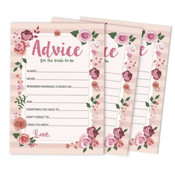 Inkdotpot Bridal Shower Games Advice For The Bride Set Of 50FloralMad Libs Game ActivityCards