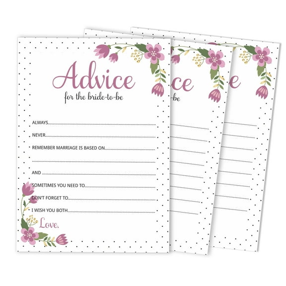 Inkdotpot Bridal Shower Games Advice For The Bride Set Of 50FloralMad Libs Game ActivityCards
