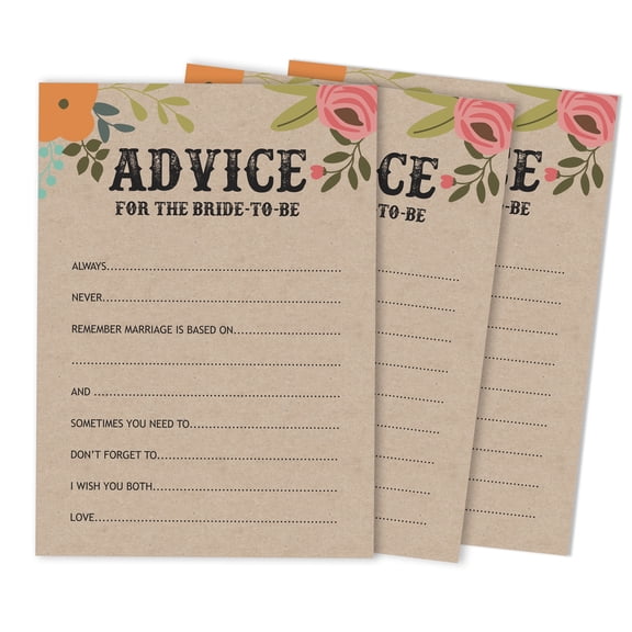Inkdotpot Bridal Shower Games Advice For The Bride Set Of 50Rustic Kraft FloralMad Libs Game ActivityCards