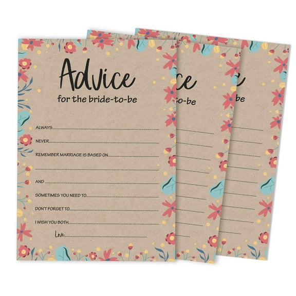 Inkdotpot Bridal Shower Games Advice For The Bride Set Of 50Rustic Kraft FloralMad Libs Game ActivityCards