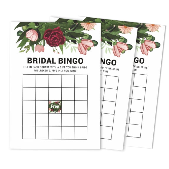 Inkdotpot Bridal Wedding Shower Bachelorette Party Bulk Blank Square Fill In Gift Ideas 50Floral GreeneryBingoGameCards