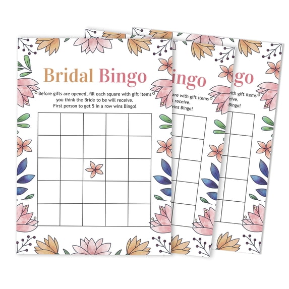Inkdotpot Bridal Wedding Shower Bachelorette Party Bulk Blank Square Fill In Gift Ideas 50FloralBingoGameCards