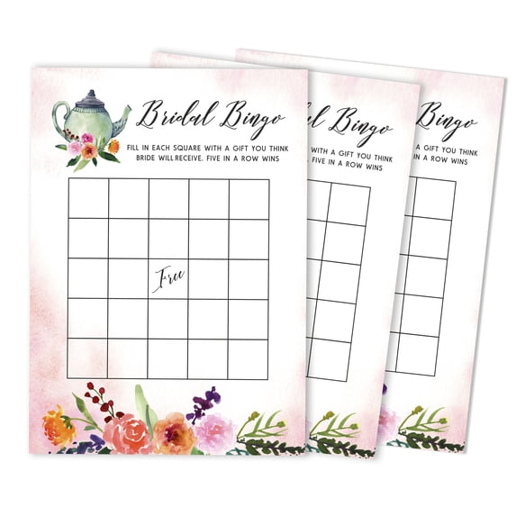 Inkdotpot Bridal Wedding Shower Bachelorette Party Bulk Blank Square Fill In Gift Ideas 50Tea PartyBingoGameCards