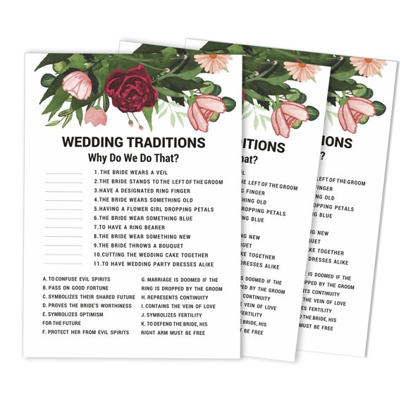 Inkdotpot Bridal Wedding ShowerGameBachelorette Party ActivityGameCards 50-PackFloral GreeneryWhy Do We Do That