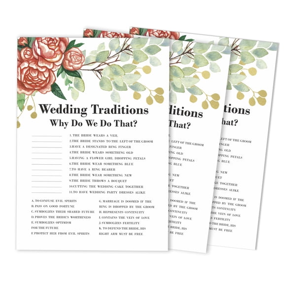 Inkdotpot Bridal Wedding ShowerGameBachelorette Party ActivityGameCards 50-PackFloralWhy Do We Do That