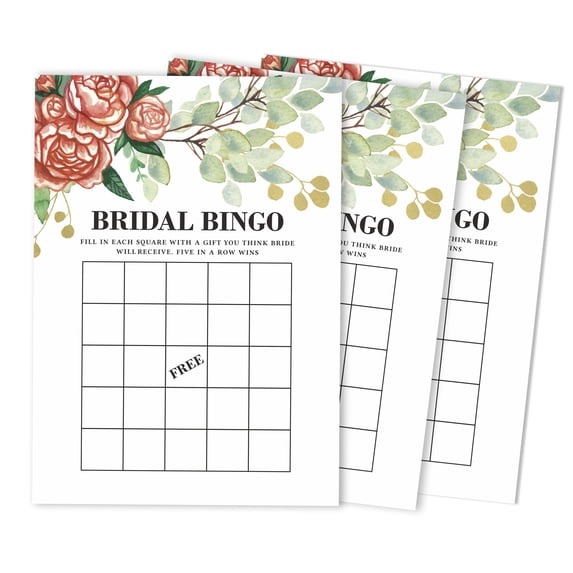 Inkdotpot CardsFor Bridal Wedding Shower Bachelorette Party Bulk Blank Square Fill In Gift Ideas 50FloralBingoGame