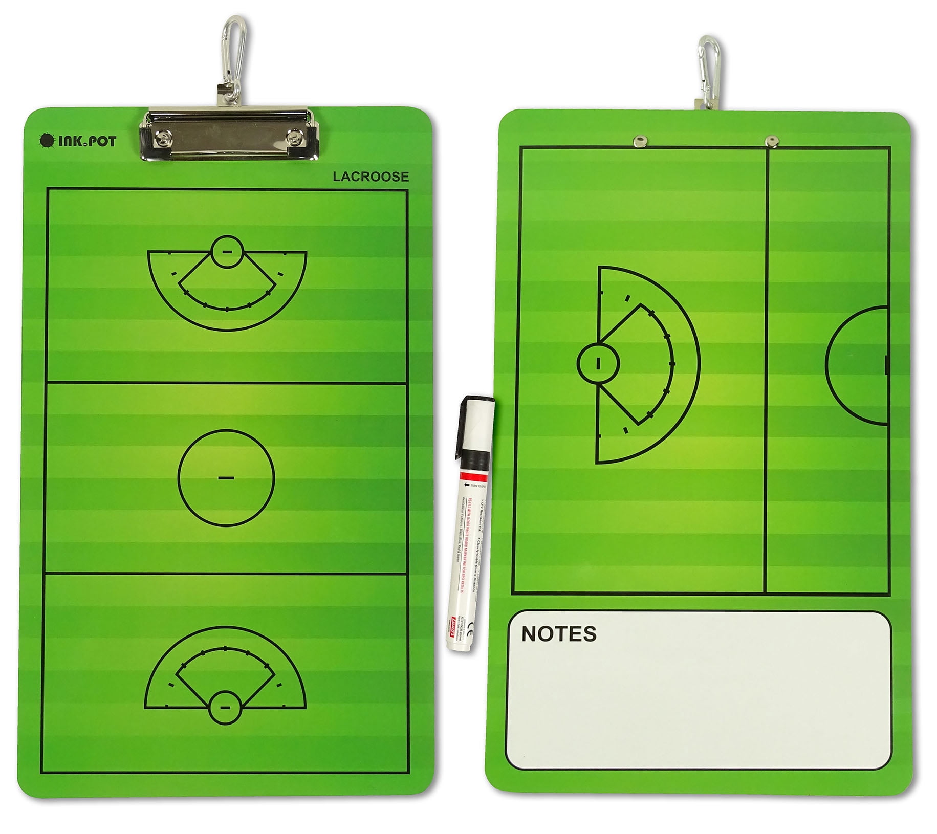 Inkdotpot Coaches Board Dry Erase Double Sided Coaches Clipboard With Marker & Eraser For Soccer,Lacrosse Women,Lacrosse,Base Ball,Ice Hockey,Football,BasketBall