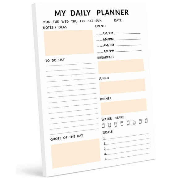 Inkdotpot Daily Planner Tear Off Pad, To-Do List Notepad- 50 Undated Sheets- Day Schedule Planner- Work Planner- Day Organizer Notepad- Meal PrepProductivity Notepad With Sleeve-5.8 x 8.2inches