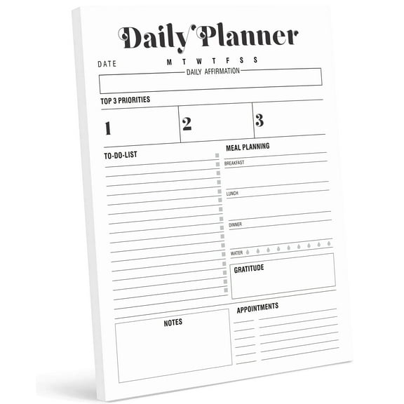 Inkdotpot Daily Planner Tear Off Pad, To-Do List Notepad- 50 Undated Sheets- Day Schedule Planner- Work Planner- Day Organizer Notepad- Meal PrepProductivity Notepad With Sleeve-8.5 x 11inches - C9