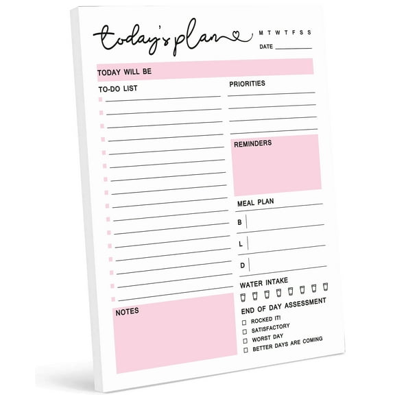 Inkdotpot Daily Planner With 50 Undated Sheets5.8 x 8.2Tear,Off Sheets- DayOrganizer Notepad- Scheduler- Productivity Tracker- Meal Prep- Goals- To-Do List Notepad