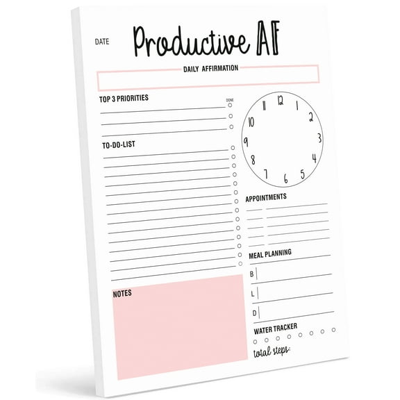Inkdotpot Daily Planner With 50 Undated Sheets8.5 x 11Tear,Off Sheets- DayOrganizer Notepad- Scheduler- Productivity Tracker- Meal Prep- Goals- To-Do List Notepad