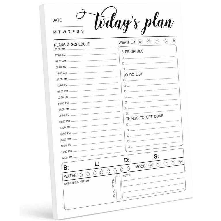 Inkdotpot Daily Planner With Hourly Schedule w / 50 Undated