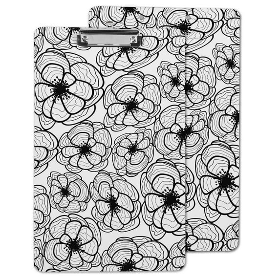 Inkdotpot Decorative Clipboard Letter Size Clipboard with Low Profile Clip,Retractable Key Hole for Hanging Paperboard for Office School w/ Free Marker & Eraser,Floral-9x15 Inch