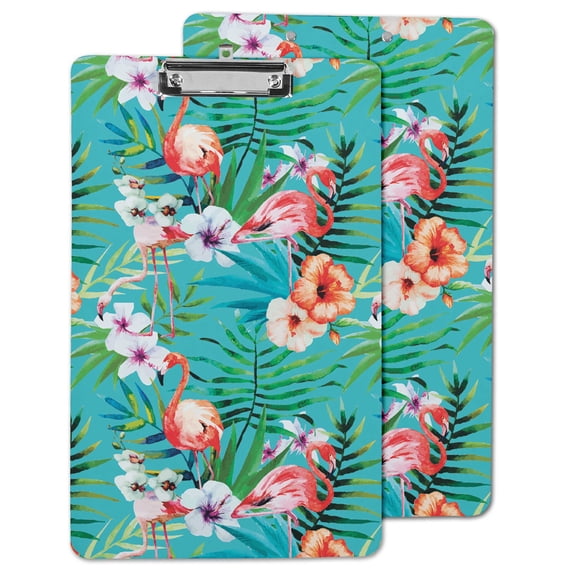 Inkdotpot Decorative Clipboard Letter Size Clipboard with Low Profile Clip,Retractable Key Hole for Hanging Paperboard for Office School w/ Free Marker & Eraser,Tropical-9x15 Inch