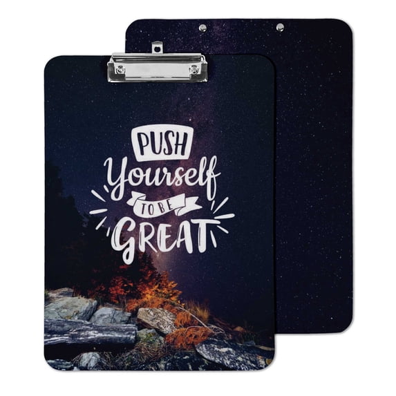 Inkdotpot Decorative Clipboard Letter Size Clipboard with Low Profile Clip,Office School Quote Printed Hardboard w/ Free Marker & Eraser-9x12.5 Inch