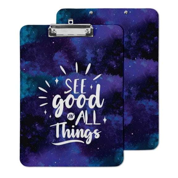 Inkdotpot Decorative Clipboard Letter Size Clipboard with Low Profile Clip,Office School Quote Printed Hardboard w/ Free Marker & Eraser-9x12.5 Inch