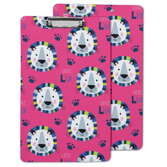 Inkdotpot Decorative Clipboard Letter Size Clipboard with Low Profile Clip,Retractable Key Hole for Hanging Paperboard for Office School w/ Free Marker & Eraser,Lion-9x15 Inch