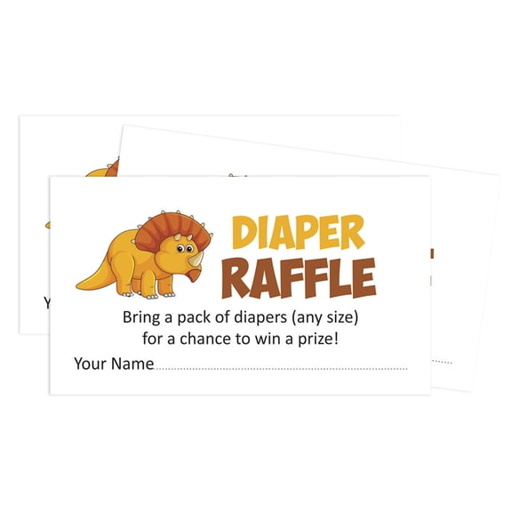 Inkdotpot Diaper Raffle Tickets For Baby Shower -BoyBaby Shower Fun Party Games, Lottery Insert Cards, Bring A Pack Of Diapers To Win Favors,DinosaurTheme Party Supplies