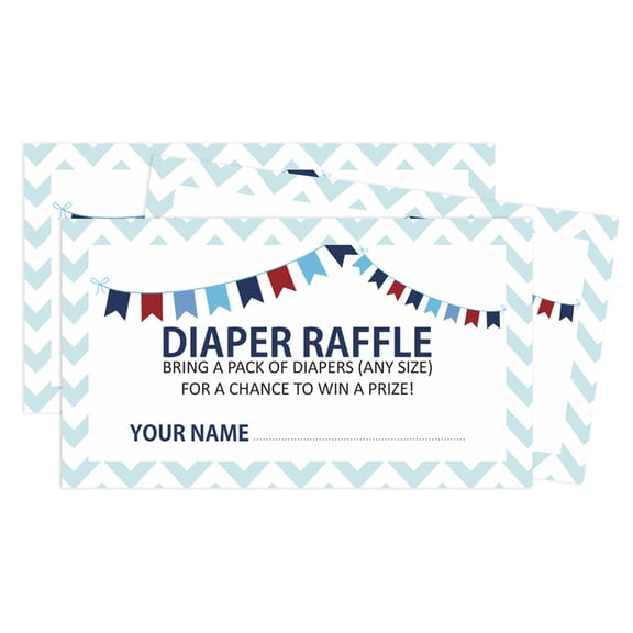 Inkdotpot Diaper Raffle Tickets For Baby Shower -BoyBaby Shower Fun Party Games, Lottery Insert Cards, Bring A Pack Of Diapers To Win Favors,PiratesTheme Party Supplies