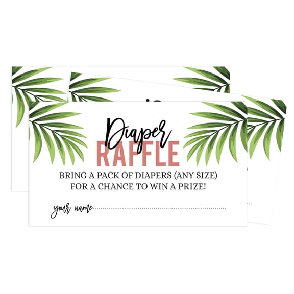 Inkdotpot Diaper Raffle Tickets For Baby Shower -GirlBaby Shower Fun Party Games, Lottery Insert Cards, Bring A Pack Of Diapers To Win Favors,Tropical Leave & FlamingoTheme Party Supplies