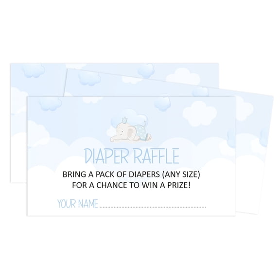 Inkdotpot Diaper Raffle Tickets For Baby Shower -Boy, GirlBaby Shower Fun Party Games, Lottery Insert Cards, Bring A Pack Of Diapers To Win Favors,Baby ElephantTheme Party Supplies
