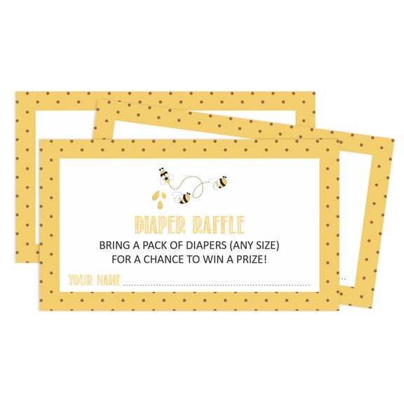 Inkdotpot Diaper Raffle Tickets For Baby Shower -Boy, GirlBaby Shower Fun Party Games, Lottery Insert Cards, Bring A Pack Of Diapers To Win Favors,Honey BeeTheme Party Supplies