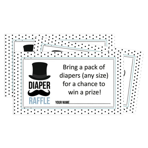 Inkdotpot Diaper Raffle Tickets For Baby Shower -BoyBaby Shower Fun Party Games, Lottery Insert Cards, Bring A Pack Of Diapers To Win Favors,Little Man Theme Party Supplies