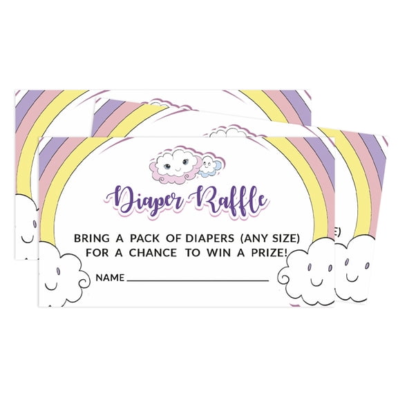Inkdotpot Diaper Raffle Tickets For Baby Shower -GirlBaby Shower Fun Party Games, Lottery Insert Cards, Bring A Pack Of Diapers To Win Favors,UnicornTheme Party Supplies