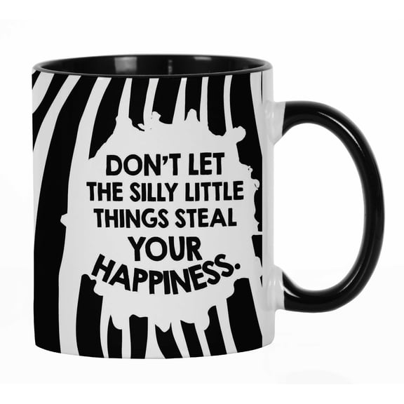 Inkdotpot Don't Let The Silly Little Things Steal Your Happiness 11 Oz Ceramic Coffee Mug Funny Quotes Employee Boss Coworkers Birthday Gift-Black