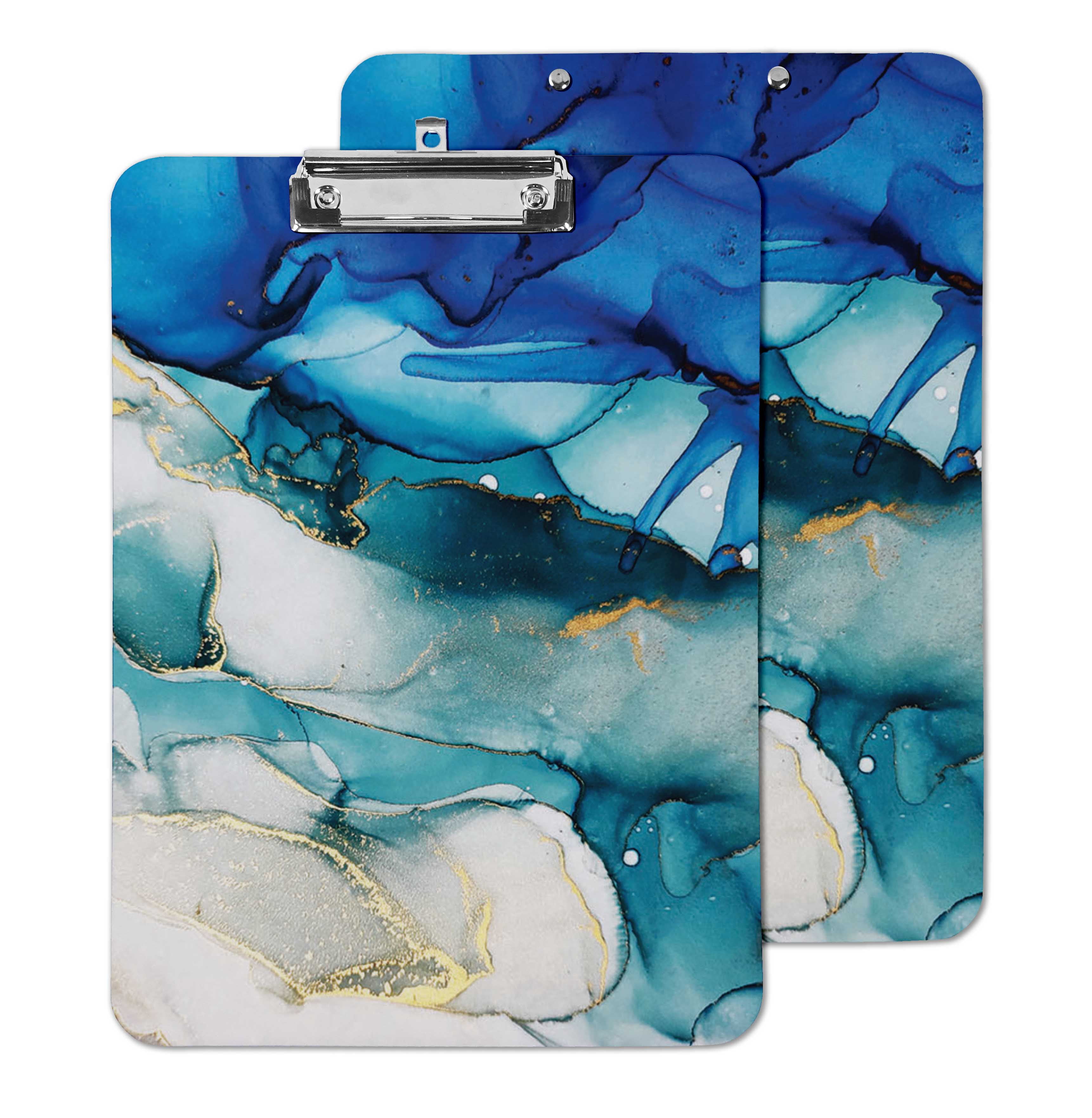 Inkdotpot Dry Erase Double Sided Clipboard Marble Watercolor Printed Paperboard Clipboard With Free Marker & Duster