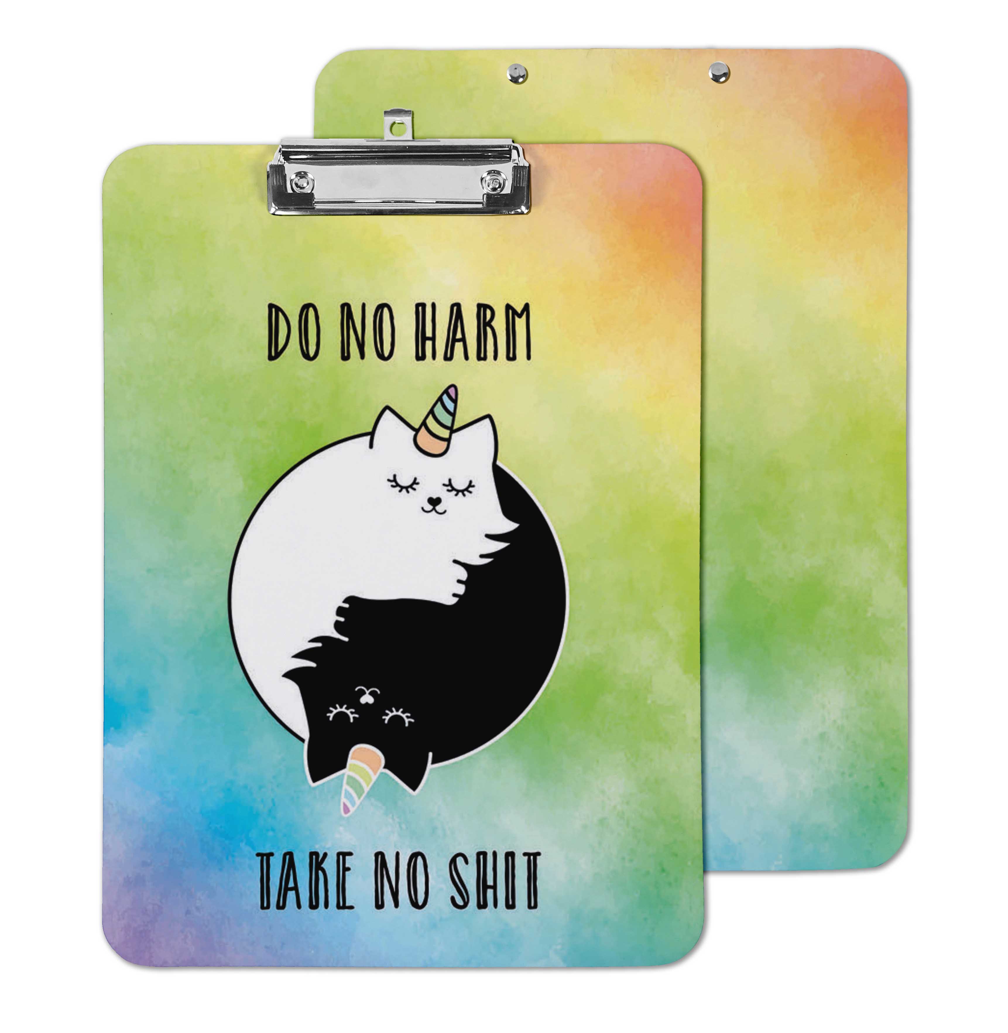Inkdotpot Dry Erase Double Sided Clipboard Yin Yang Cat Printed Paperboard Clipboard With Free Marker & Duster