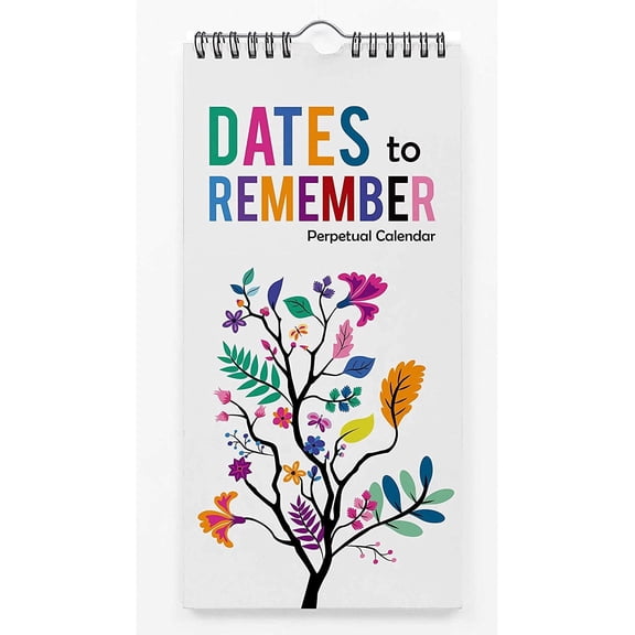 Inkdotpot Floral Tree Perpetual Calendar Birthday Wall Hanging Anniversary Special Event Reminder Calendar Book Journal Stationary Wall Hanging Birthday Gift Card Planner Organizer
